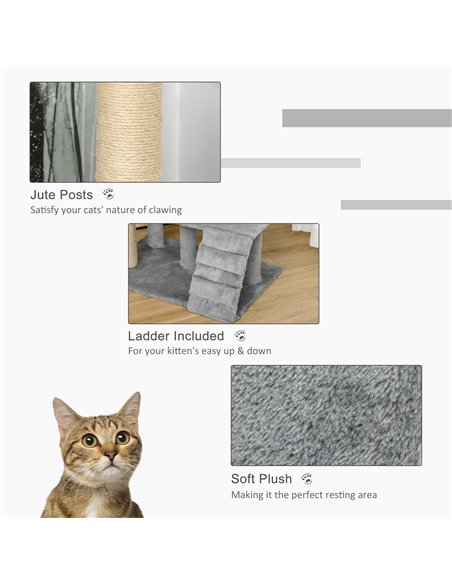 PawHut 100 cm Cat Tree, Cat Condo Tree Tower for Indoor Cats, Cat Activity Centre with Scratching Posts, Plush Perch, Ladder, Ha - pic 148029 | FastDaddyshop