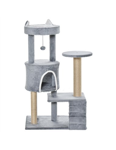 PawHut 100 cm Cat Tree, Cat Condo Tree Tower for Indoor Cats, Cat Activity Centre with Scratching Posts, Plush Perch, Ladder, Ha