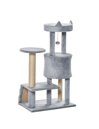 PawHut 100 cm Cat Tree, Cat Condo Tree Tower for Indoor Cats, Cat Activity Centre with Scratching Posts, Plush Perch, Ladder, Ha