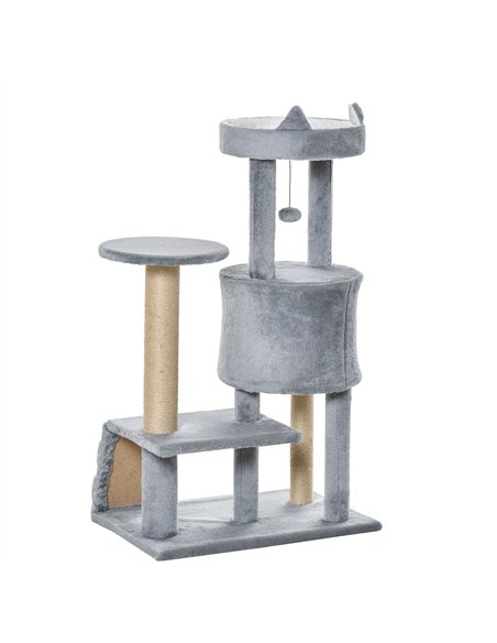 PawHut 100 cm Cat Tree, Cat Condo Tree Tower for Indoor Cats, Cat Activity Centre with Scratching Posts, Plush Perch, Ladder, Ha - pic 148033 | FastDaddyshop
