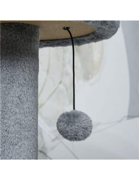 PawHut Cat Tree Tower for Indoor Cats 112cm Climbing Kitten Activity Center with Jute Scratching Post Perch Hanging Ball Toy Tea - pic 148060 | FastDaddyshop