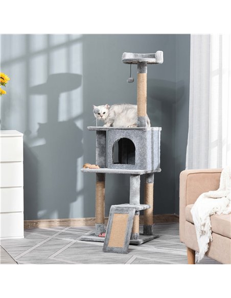PawHut Cat Tree Tower for Indoor Cats 142cm Climbing Kitten Activity Center with Jute Scratching Post  Board Perch Roomy Condo R - pic 148062 | FastDaddyshop