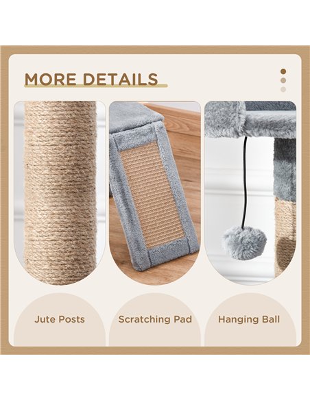 PawHut Cat Tree Tower for Indoor Cats 142cm Climbing Kitten Activity Center with Jute Scratching Post  Board Perch Roomy Condo R - pic 148065 | FastDaddyshop