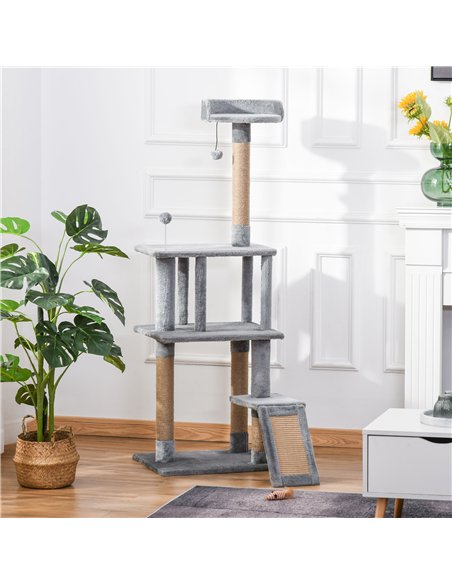 PawHut Cat Tree Tower for Indoor Cats 142cm Climbing Kitten Activity Center with Jute Scratching Post  Board Perch Roomy Condo R - pic 148068 | FastDaddyshop