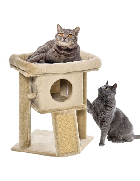 PawHut Cat Tree Tower for Indoor Cats Cat Scratching Post Climbing Activity Centre w/Jute Scratching Pad, Toy Ball, Cat House -  - pic 148070 | FastDaddyshop