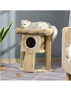 PawHut Cat Tree Tower for Indoor Cats Cat Scratching Post Climbing Activity Centre w/Jute Scratching Pad, Toy Ball, Cat House -  2