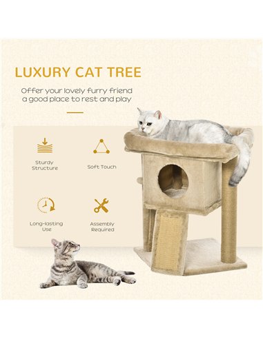 PawHut Cat Tree Tower for Indoor Cats Cat Scratching Post Climbing Activity Centre w/Jute Scratching Pad, Toy Ball, Cat House - 