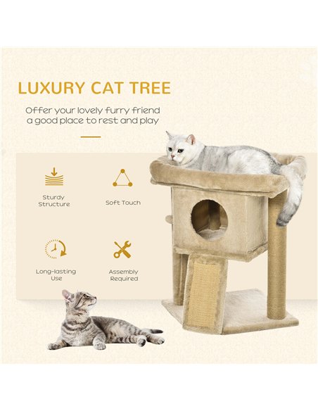 PawHut Cat Tree Tower for Indoor Cats Cat Scratching Post Climbing Activity Centre w/Jute Scratching Pad, Toy Ball, Cat House -  - pic 148073 | FastDaddyshop