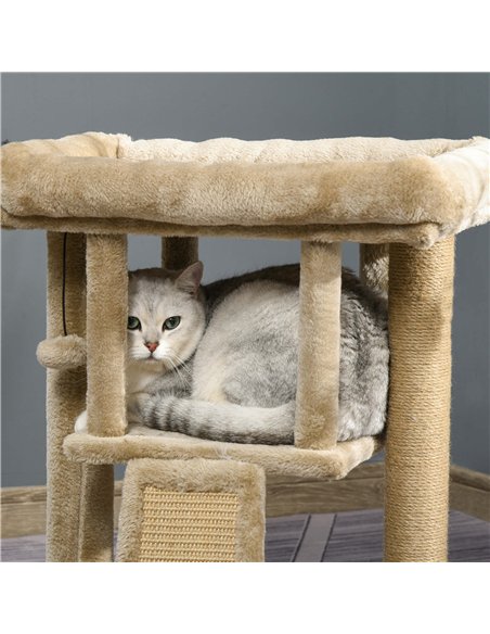PawHut Cat Tree Tower for Indoor Cats Cat Scratching Post Climbing Activity Centre w/Jute Scratching Pad, Toy Ball, Cat House -  - pic 148076 | FastDaddyshop