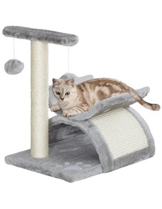 PawHut Cat Tree, Cat Tower for Kittens with Rotatable Top Bar, Sisal Scratching Post, Tunnel, Dangling Balls - Grey