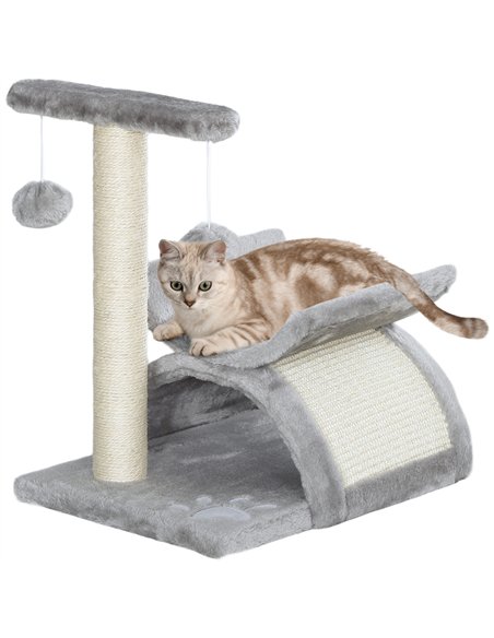PawHut Cat Tree, Cat Tower for Kittens with Rotatable Top Bar, Sisal Scratching Post, Tunnel, Dangling Balls - Grey - pic 148079 | FastDaddyshop