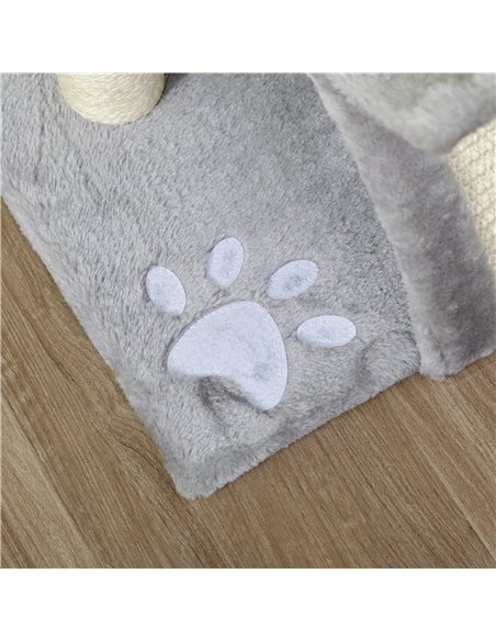 PawHut Cat Tree, Cat Tower for Kittens with Rotatable Top Bar, Sisal Scratching Post, Tunnel, Dangling Balls - Grey - pic 148086 | FastDaddyshop