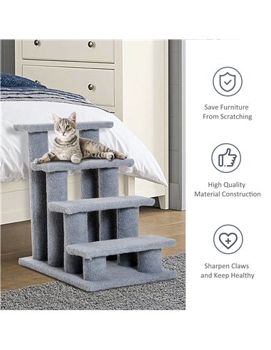 PawHut Dog Steps for Bed 4 Step Pet Stairs for Sofa Dog Cat Climb Ladder 63x43x60 cm Grey