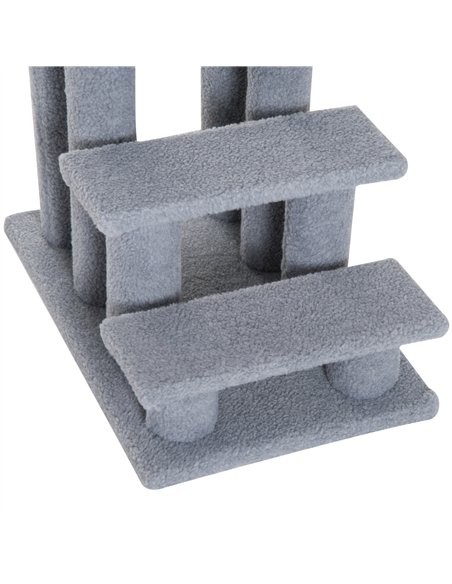 PawHut Dog Steps for Bed 4 Step Pet Stairs for Sofa Dog Cat Climb Ladder 63x43x60 cm Grey - pic 148103 | FastDaddyshop