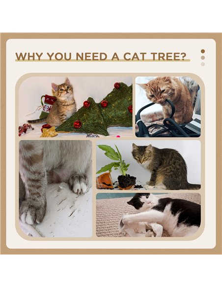 PawHut Cat Tree for Indoor Cats 95cm Climbing Tower Kitten Activity Center with Sisal Scratching Post Perch Roomy Condo Hammock  - pic 148112 | FastDaddyshop