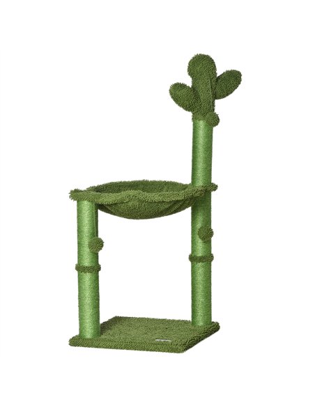 PawHut Cactus Cat Tree Tower for Indoor Cats Sisal Scratching Post with Hammock Bed Dangling Ball 40 x 40 x 96 cm - pic 148115 | FastDaddyshop