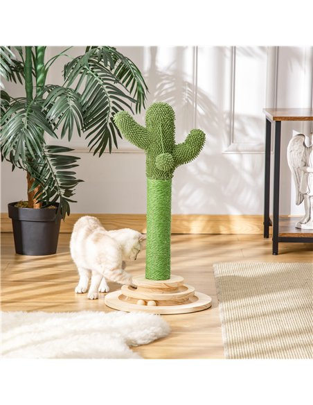 PawHut Cat Tree Cactus Sisal Scratching Post for Indoor Cats Play Tower Kitten Furniture with Hanging Ball Interactive Fun Rolle - pic 148130 | FastDaddyshop