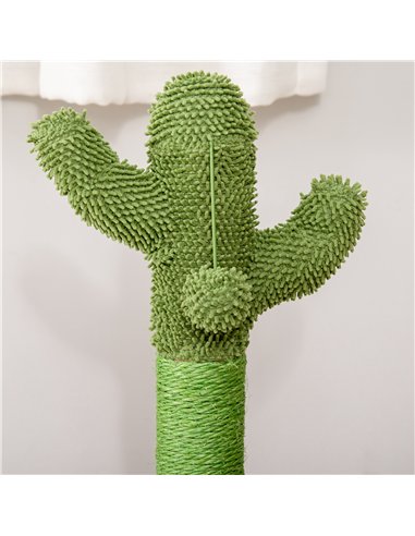 PawHut Cat Tree Cactus Sisal Scratching Post for Indoor Cats Play Tower Kitten Furniture with Hanging Ball Interactive Fun Rolle