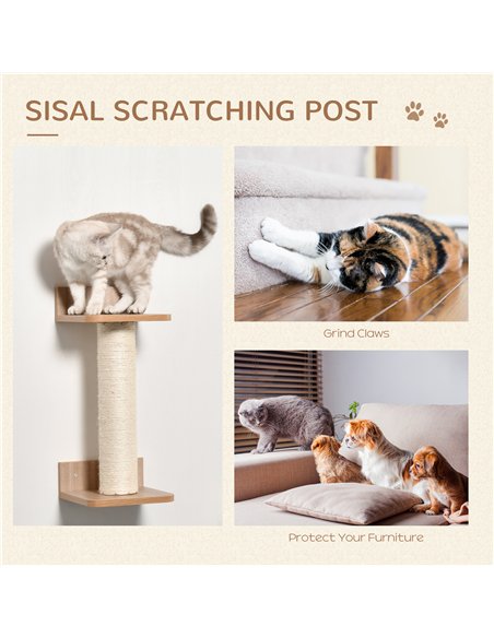 PawHut 4PCs Wall-mounted Cats Climbing Shelf Set Cat Tree Kitten Perch Activity Center with Hammock Scratching Post Jumping Plat - pic 148138 | FastDaddyshop