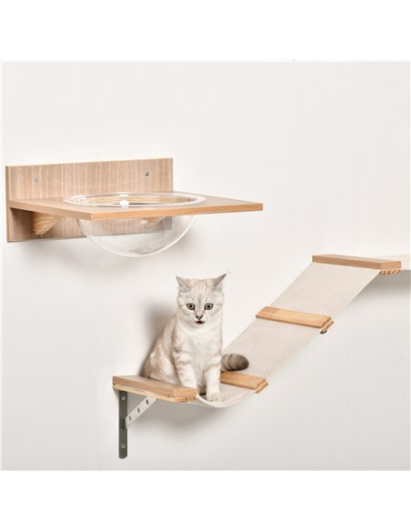 PawHut 4PCs Wall-mounted Cats Climbing Shelf Set Cat Tree Kitten Perch Activity Center with Hammock Scratching Post Jumping Plat - pic 148139 | FastDaddyshop