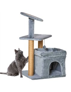 PawHut Cat Tree Tower for Indoor Cats, Cat Scratching Post with Bed, Cat House, Scratching Pad, Perch, Interactive Ball Toy 48 x