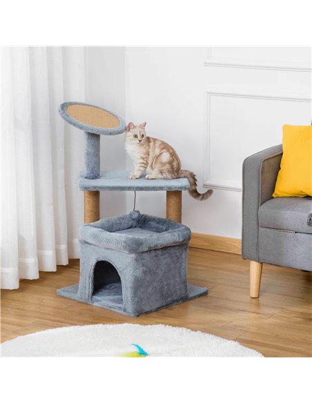 PawHut Cat Tree Tower for Indoor Cats, Cat Scratching Post with Bed, Cat House, Scratching Pad, Perch, Interactive Ball Toy 48 x - pic 148143 | FastDaddyshop