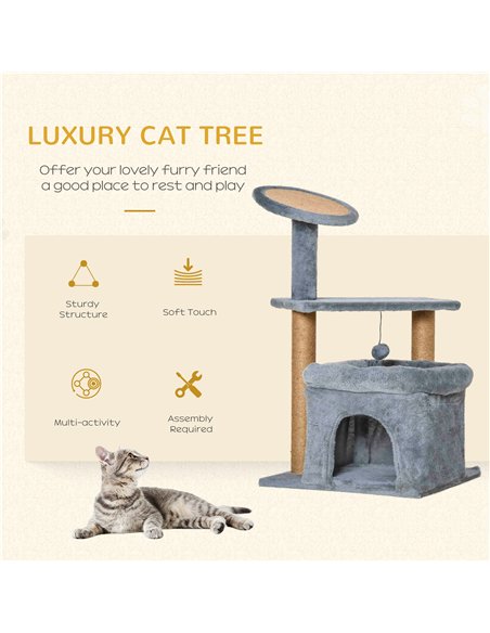 PawHut Cat Tree Tower for Indoor Cats, Cat Scratching Post with Bed, Cat House, Scratching Pad, Perch, Interactive Ball Toy 48 x - pic 148145 | FastDaddyshop