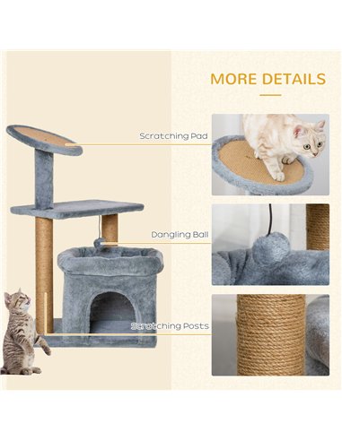 PawHut Cat Tree Tower for Indoor Cats, Cat Scratching Post with Bed, Cat House, Scratching Pad, Perch, Interactive Ball Toy 48 x