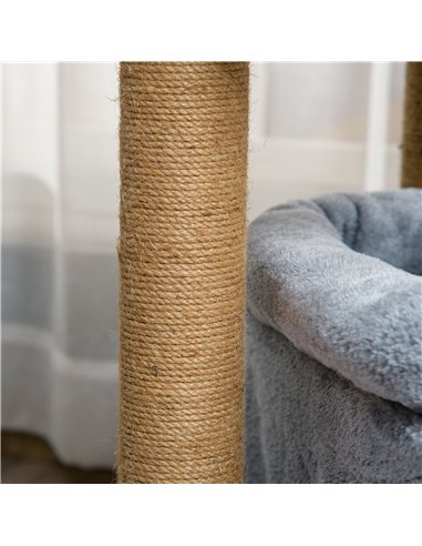 PawHut Cat Tree Tower for Indoor Cats, Cat Scratching Post with Bed, Cat House, Scratching Pad, Perch, Interactive Ball Toy 48 x
