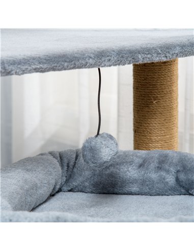 PawHut Cat Tree Tower for Indoor Cats, Cat Scratching Post with Bed, Cat House, Scratching Pad, Perch, Interactive Ball Toy 48 x