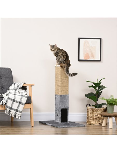 PawHut Cat Tree Scratching Post for Indoor Cats 79cm Jute Scratcher Climber w/ Carpet Base Dangling Toy – Grey - pic 148157 | FastDaddyshop