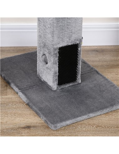 PawHut Cat Tree Scratching Post for Indoor Cats 79cm Jute Scratcher Climber w/ Carpet Base Dangling Toy – Grey