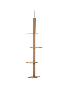 PawHut 260cm Floor To Ceiling Cat Tree for Indoor Cats w/ Three Platforms Activity Centre - Brown