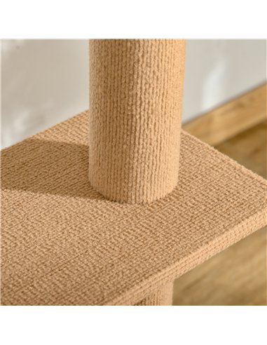 PawHut 260cm Floor To Ceiling Cat Tree for Indoor Cats w/ Three Platforms Activity Centre - Brown