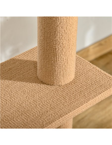 PawHut 260cm Floor To Ceiling Cat Tree for Indoor Cats w/ Three Platforms Activity Centre - Brown - pic 148168 | FastDaddyshop