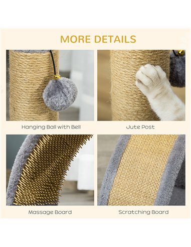 PawHut Cat Tree for Indoor Cats Climbing Activity Center Kitten Tower Furniture with Jute Post Scratching Massage Board Hanging 