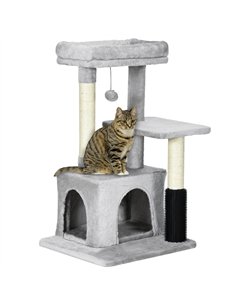 PawHut Cat Tree for Indoor Cats Climbing Tower Kitten Scratch Post Activity Center Kitten with Massage Toy Hanging Ball Bed Cond
