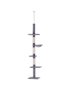 PawHut Floor to Ceiling Cat Tree for Indoor Cats 5-Tier Kitty Tower Climbing Activity Center Scratching Post Adjustable Height 2