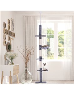 PawHut Floor to Ceiling Cat Tree for Indoor Cats 5-Tier Kitty Tower Climbing Activity Center Scratching Post Adjustable Height 2 2