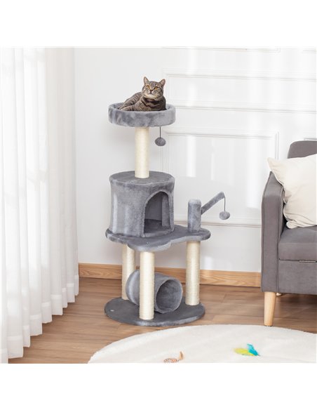 PawHut Cat Tree Tower for Indoor Cats Climbing Activity Center Kitten Furniture with Jute Scratching Post Bed Tunnel Perch Hangi - pic 148206 | FastDaddyshop