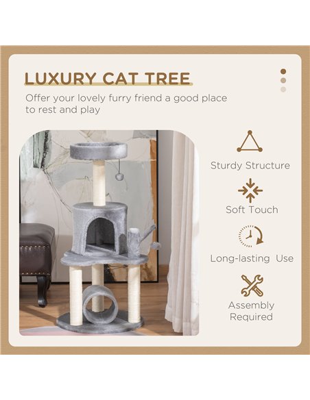 PawHut Cat Tree Tower for Indoor Cats Climbing Activity Center Kitten Furniture with Jute Scratching Post Bed Tunnel Perch Hangi - pic 148208 | FastDaddyshop
