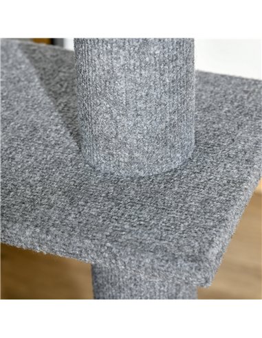 PawHut 260cm Floor To Ceiling Cat Tree for Indoor Cats w/ Three Platforms Activity Centre - Grey