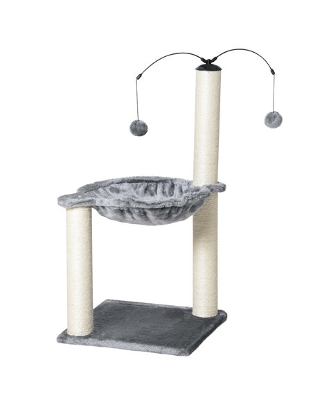 PawHut 83cm Cat Tree Tower for Indoor Cats w/ Sisal Scratching Post Hammock Hanging Toy Activity Centre - Grey - pic 148223 | FastDaddyshop