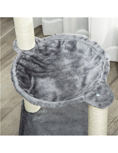 PawHut 83cm Cat Tree Tower for Indoor Cats w/ Sisal Scratching Post Hammock Hanging Toy Activity Centre - Grey