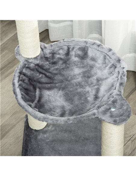 PawHut 83cm Cat Tree Tower for Indoor Cats w/ Sisal Scratching Post Hammock Hanging Toy Activity Centre - Grey - pic 148230 | FastDaddyshop
