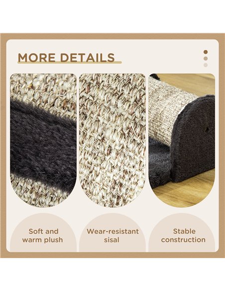 PawHut Cat Scratcher, Sisal Cat Scratching Board Mat Pad with Roller, Feather Toy, 44 x 24 x 16 cm, Grey - pic 148236 | FastDaddyshop
