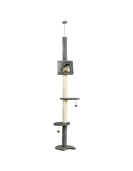 PawHut Floor to Ceiling Cat Tree for Indoor Cats, Kitten Tower, Condo, Multi-Layer Activity Center, Indoor Pet Play House with S - pic 148259 | FastDaddyshop