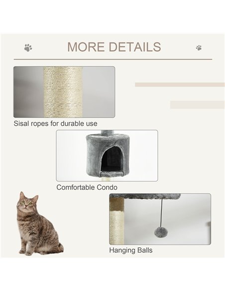 PawHut Floor to Ceiling Cat Tree for Indoor Cats, Kitten Tower, Condo, Multi-Layer Activity Center, Indoor Pet Play House with S - pic 148264 | FastDaddyshop
