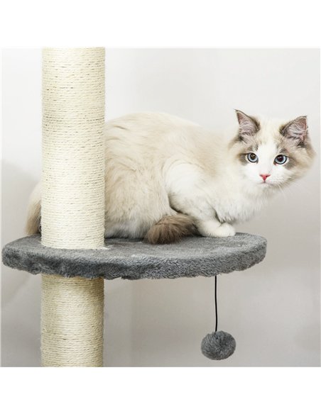 PawHut Floor to Ceiling Cat Tree for Indoor Cats, Kitten Tower, Condo, Multi-Layer Activity Center, Indoor Pet Play House with S - pic 148267 | FastDaddyshop