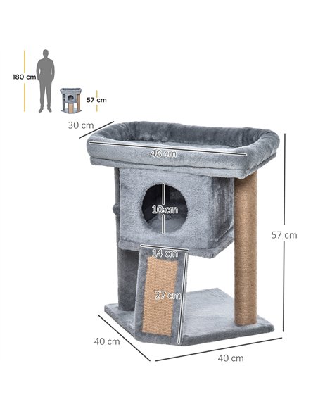 PawHut Cat Tree Tower for Indoor Cats Cat Scratching Post Climbing Activity Centre w/Jute Scratching Pad, Toy Ball, Cat House -  - pic 148288 | FastDaddyshop